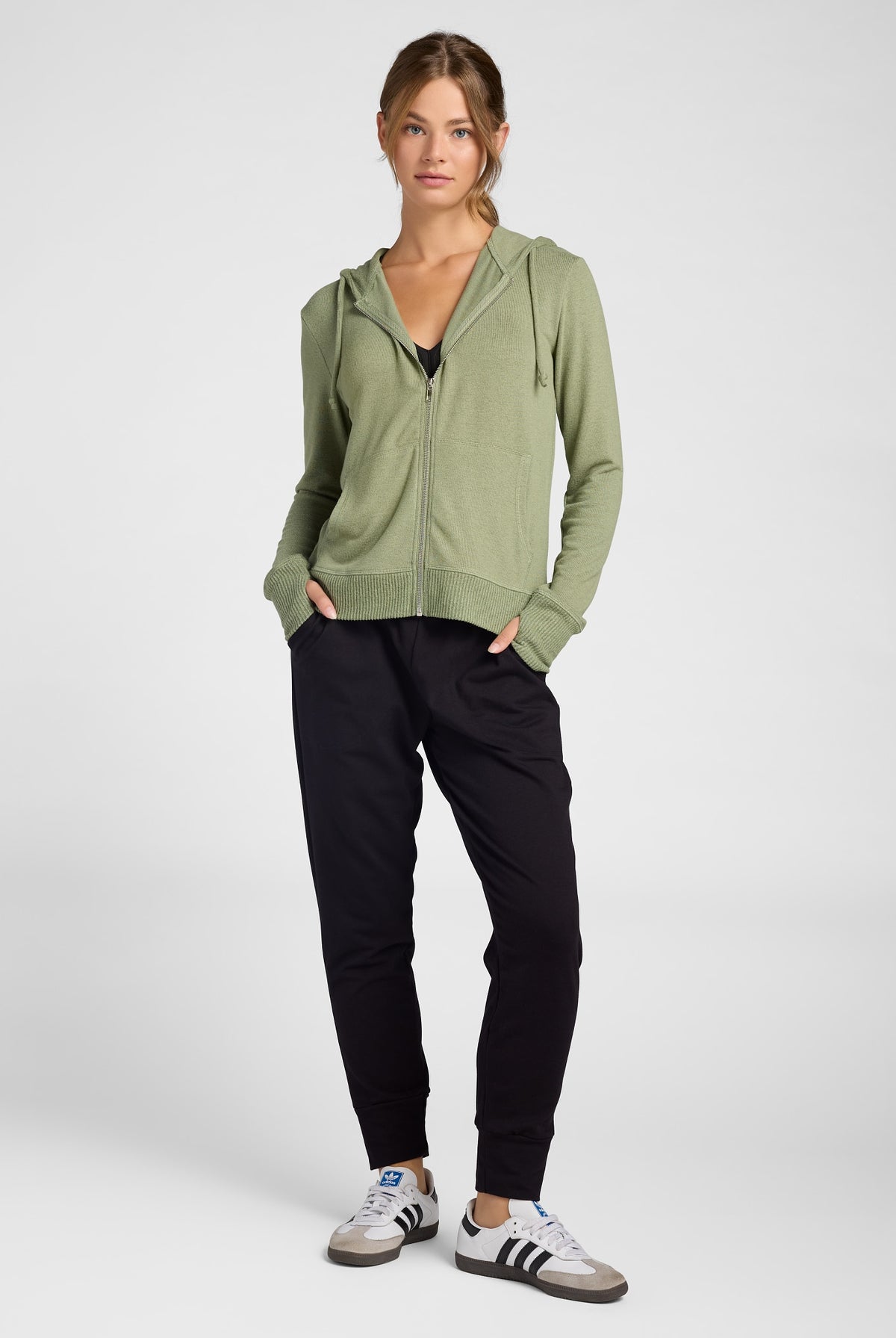 Heather Olive $|& Interval Hacci Zip Hoodie - UGC On Fig