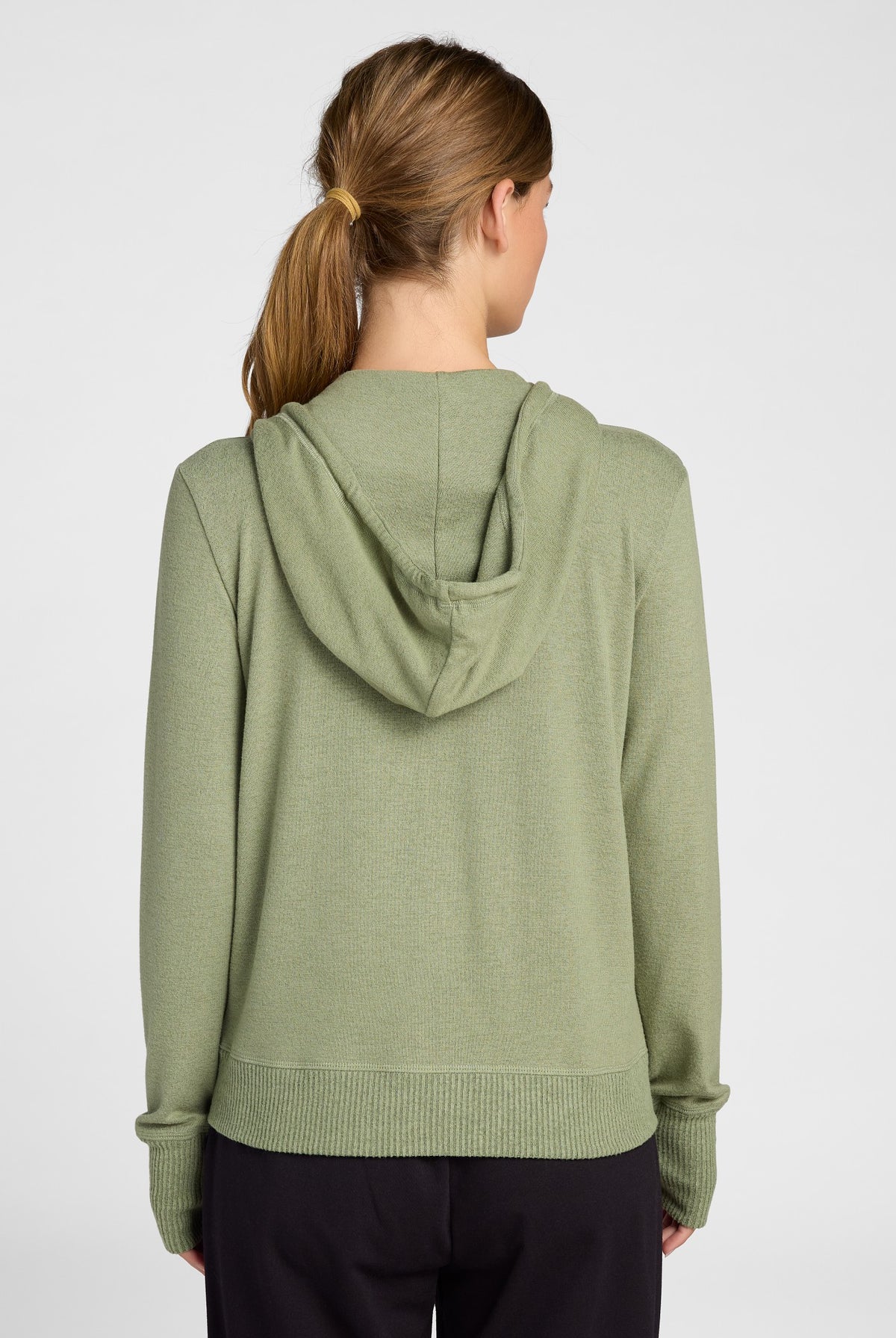 Heather Olive $|& Interval Hacci Zip Hoodie - SOF Back