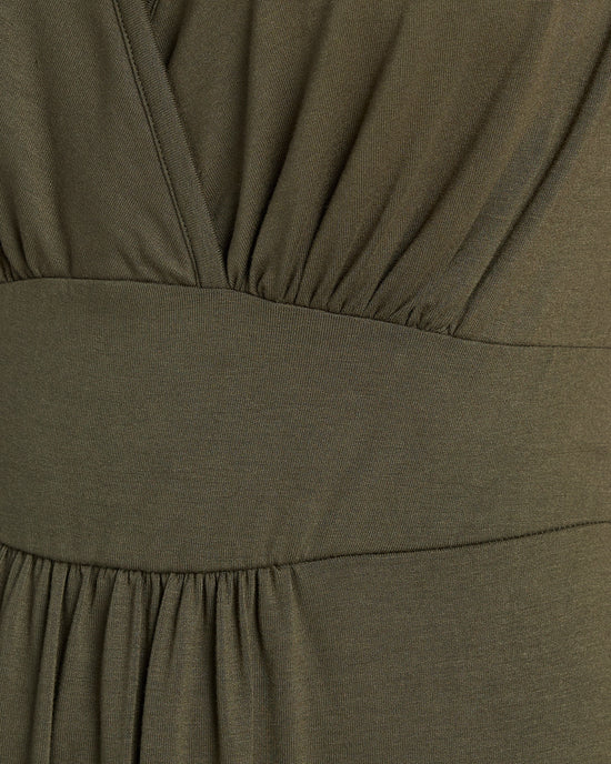 Olive $|& Loveappella Solid V Strap Maxi Dress - SOF Detail