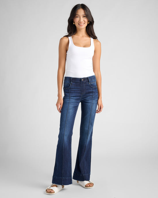 Upland $|& Liverpool Gia Glider Flare Leg Jeans with Pintucks - SOF Full Front