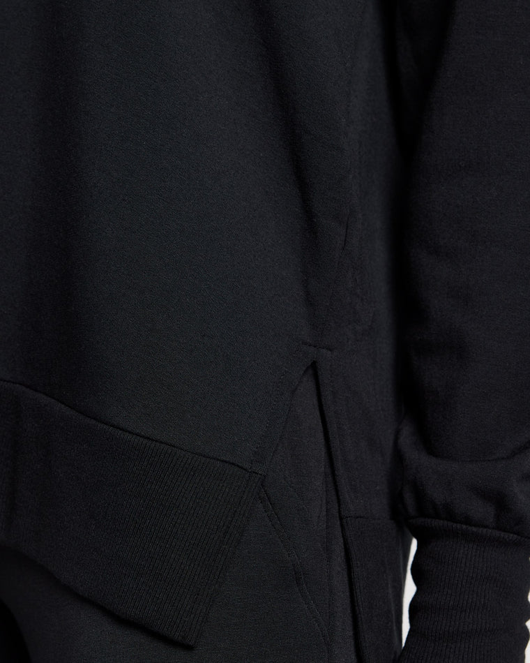 Black $|& Interval Flex Fleece V-Neck Top - SOF Full Front