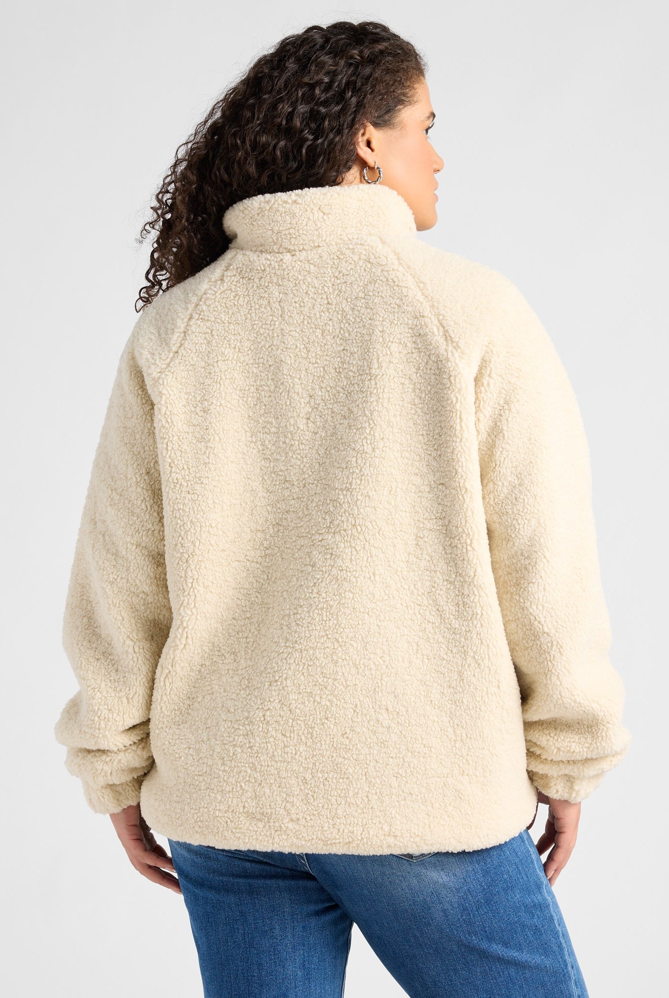 Cream/Brown $|& Herizon Sherpa Jacket withCorduroy Pocket - SOF Back