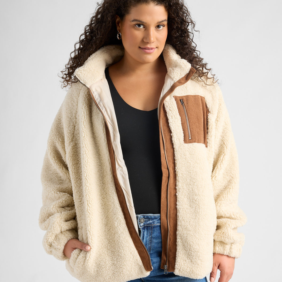 Plus Size Sherpa Coat