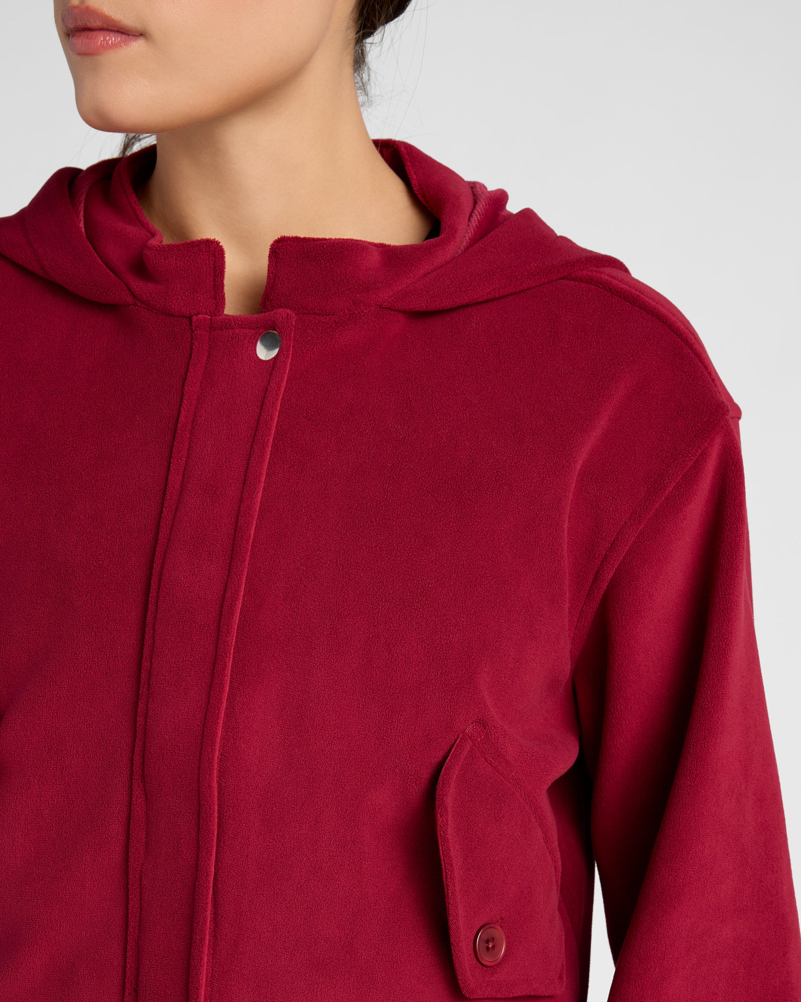 Cabernet $|& Interval Hooded Lightweight Fleece Jacket - SOF Detail