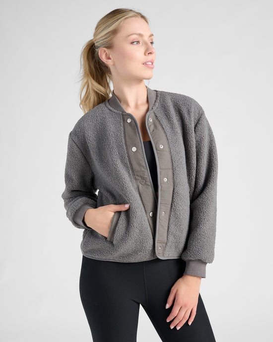 Heather Grey $|& Interval Textured Bomber - SOF Front