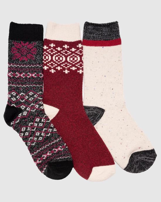 Black/Red $|& MUK LUKS 3 Pack Microfiber Boot Socks