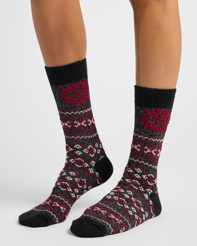 Black/Red $|& MUK LUKS 3 Pack Microfiber Boot Socks - SOF Front
