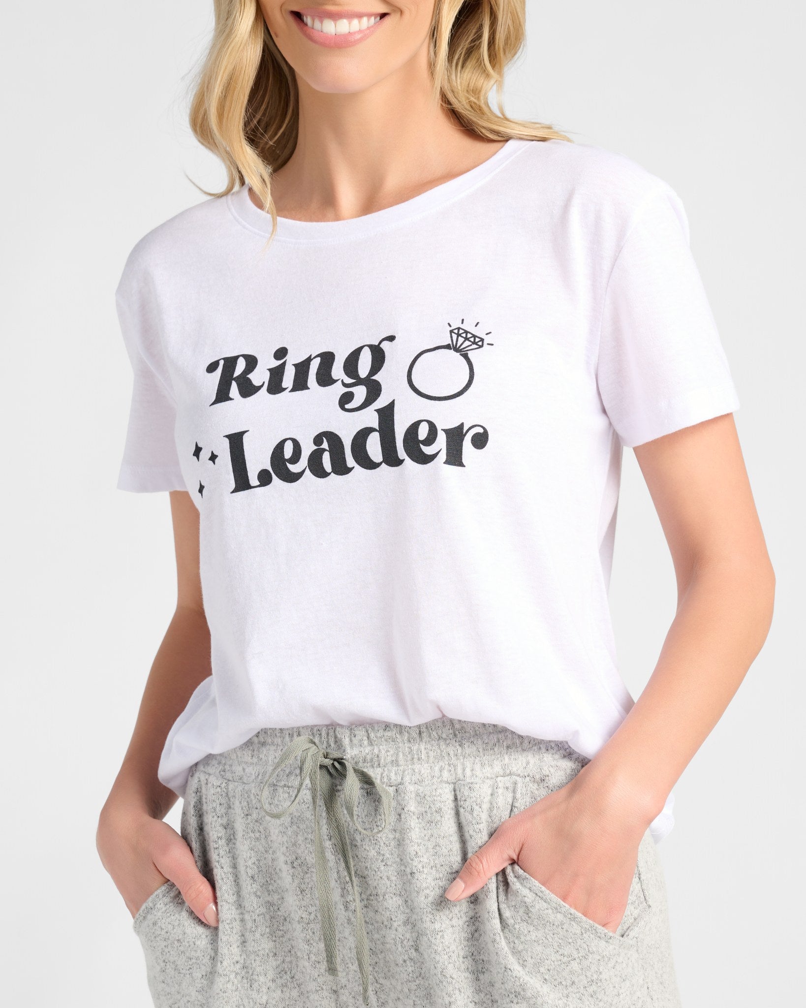 White $|& SEAS MRS. "Ring" Graphic Sleep Tee - SOF Detail