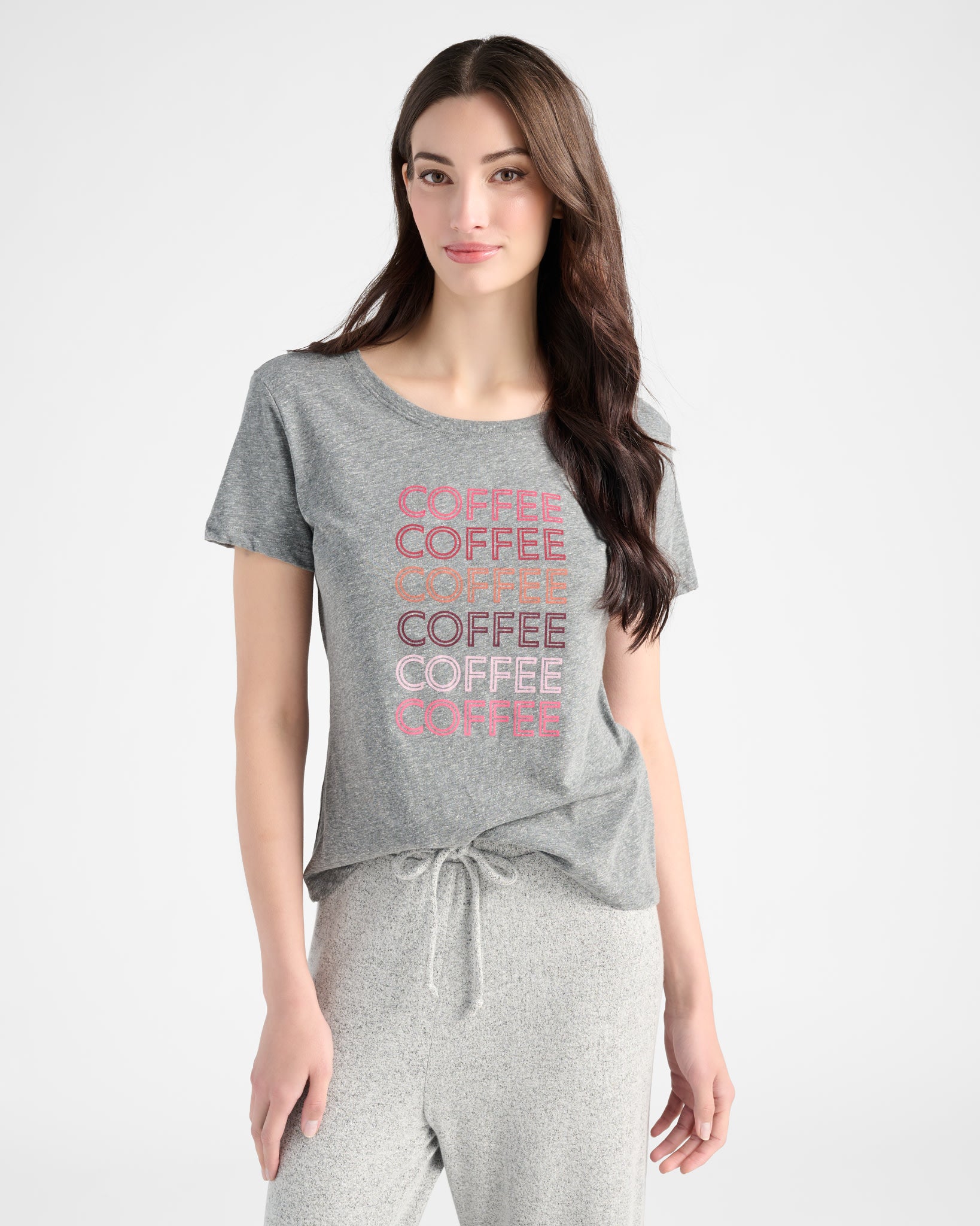Heather Grey $|& SEAS Coffee Graphic Sleep Tee - SOF Front