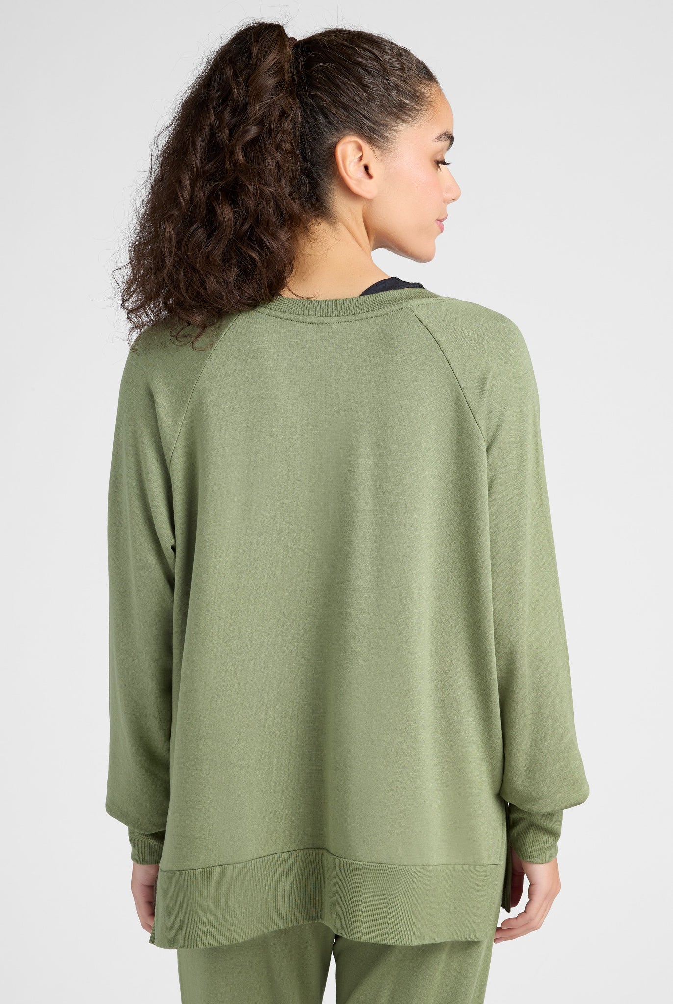 Four Leaf Clover $|& Interval Flex Fleece V-Neck Top - SOF Back