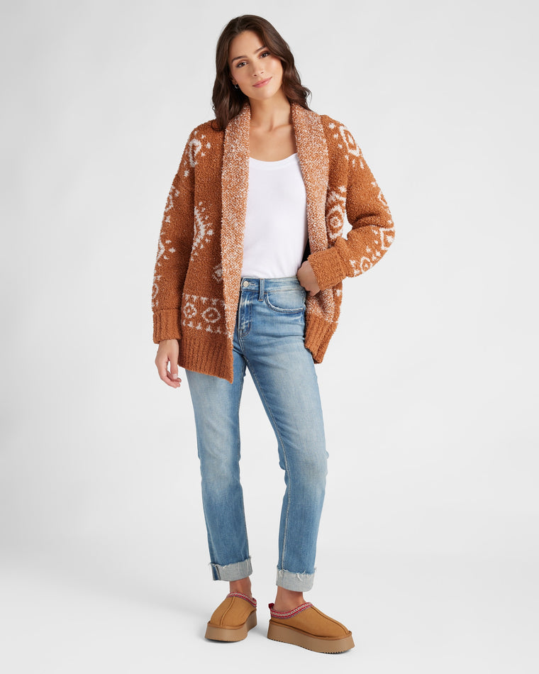 Neutral Aztec $|& Herizon Aztec Cozy Jacquard Cardigan - SOF Full Front