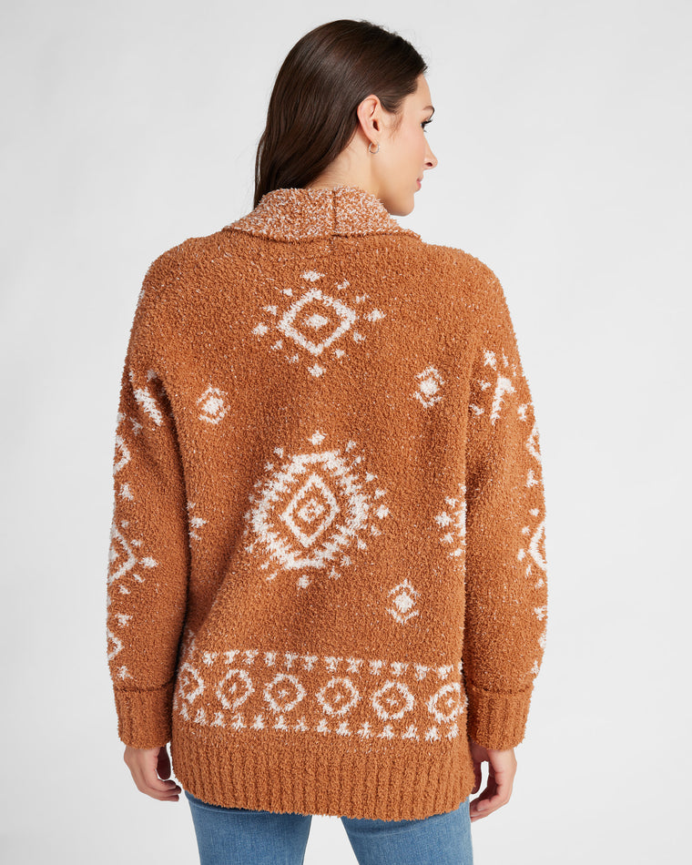 Neutral Aztec $|& Herizon Aztec Cozy Jacquard Cardigan - SOF Back