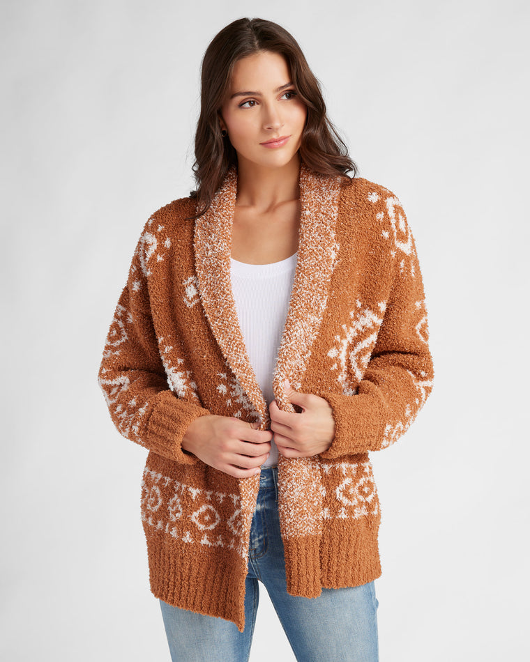 Neutral Aztec $|& Herizon Aztec Cozy Jacquard Cardigan - SOF Front
