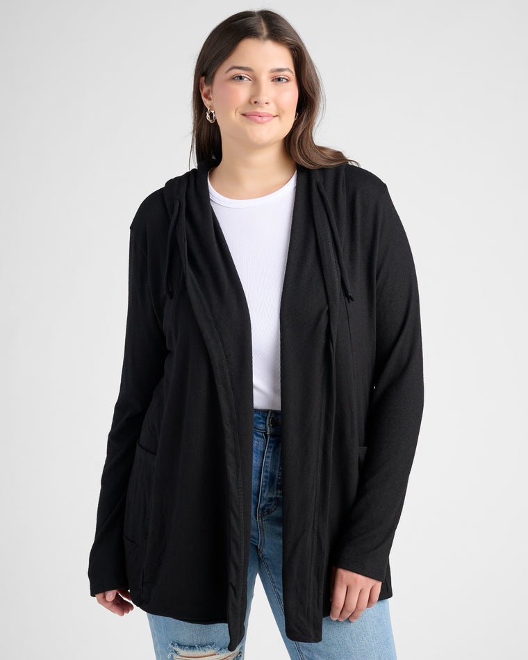 Black $|& SEAS Laguna Hooded Cardigan - SOF Front