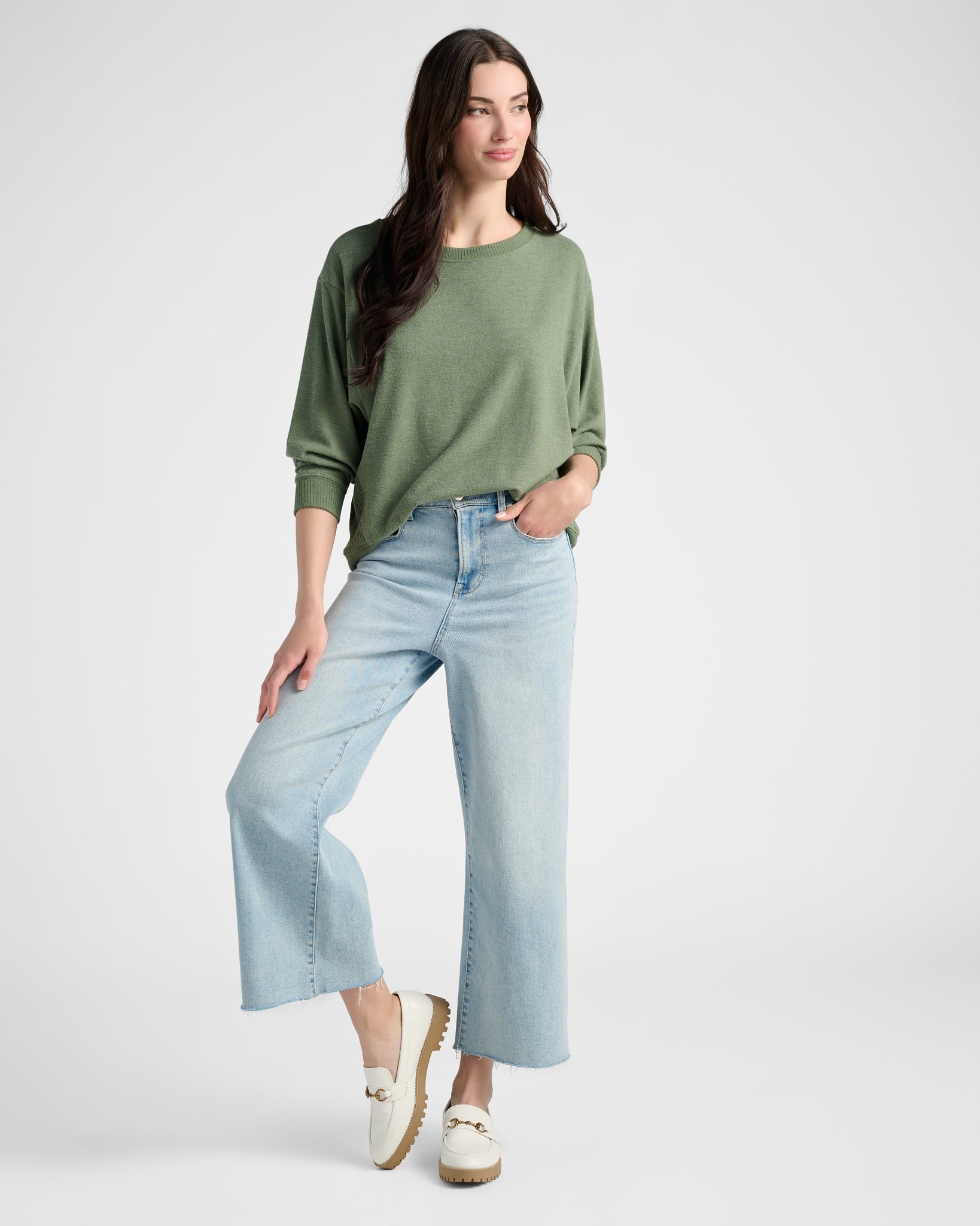 Heather Olive $|& SEAS Shoreline Hacci Crew - UGC On Fig
