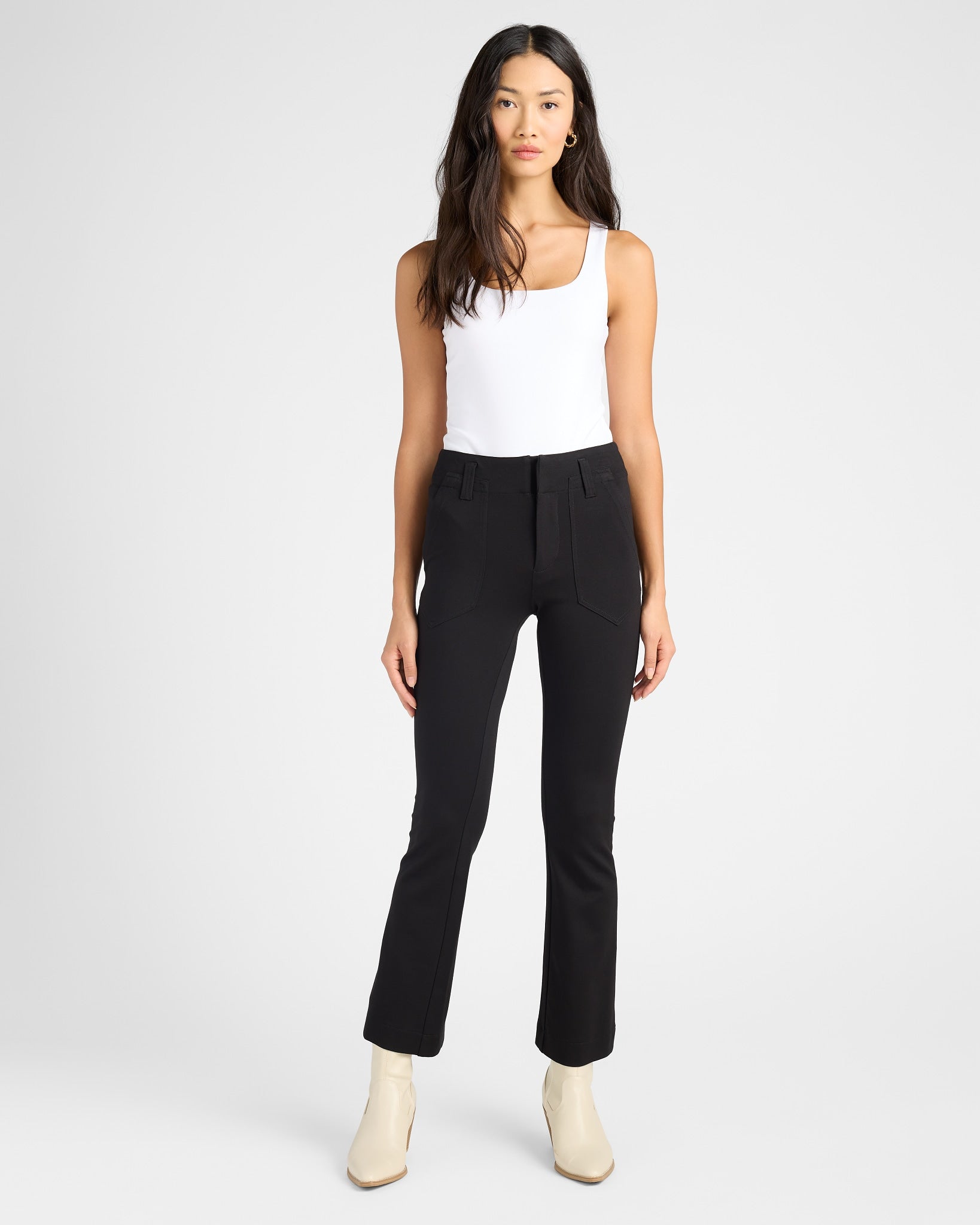 Black $|& Dear John Lauren Ponte Trouser Pant - SOF Full Front