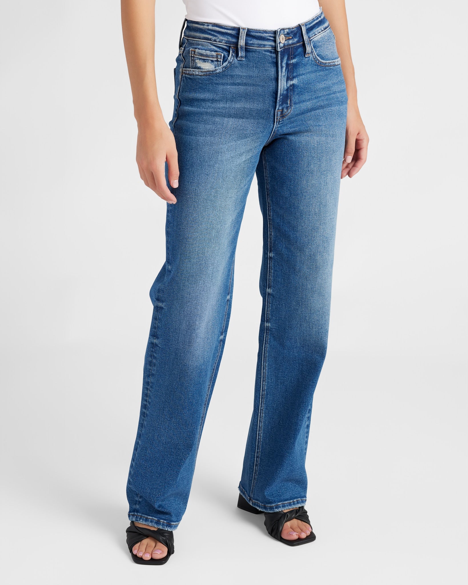 Dreamland $|& Vervet Mid Rise Slim Wide Leg Jeans - SOF Front
