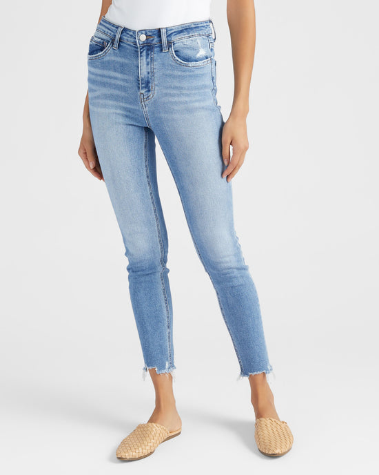 Innovation Blue $|& Flying Monkey Jeans Mid Rise Distressed Skinny Jeans - SOF Front
