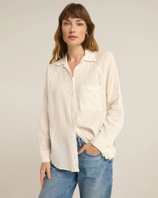 White $|& Z Supply The Perfect Linen Top - VOF Front