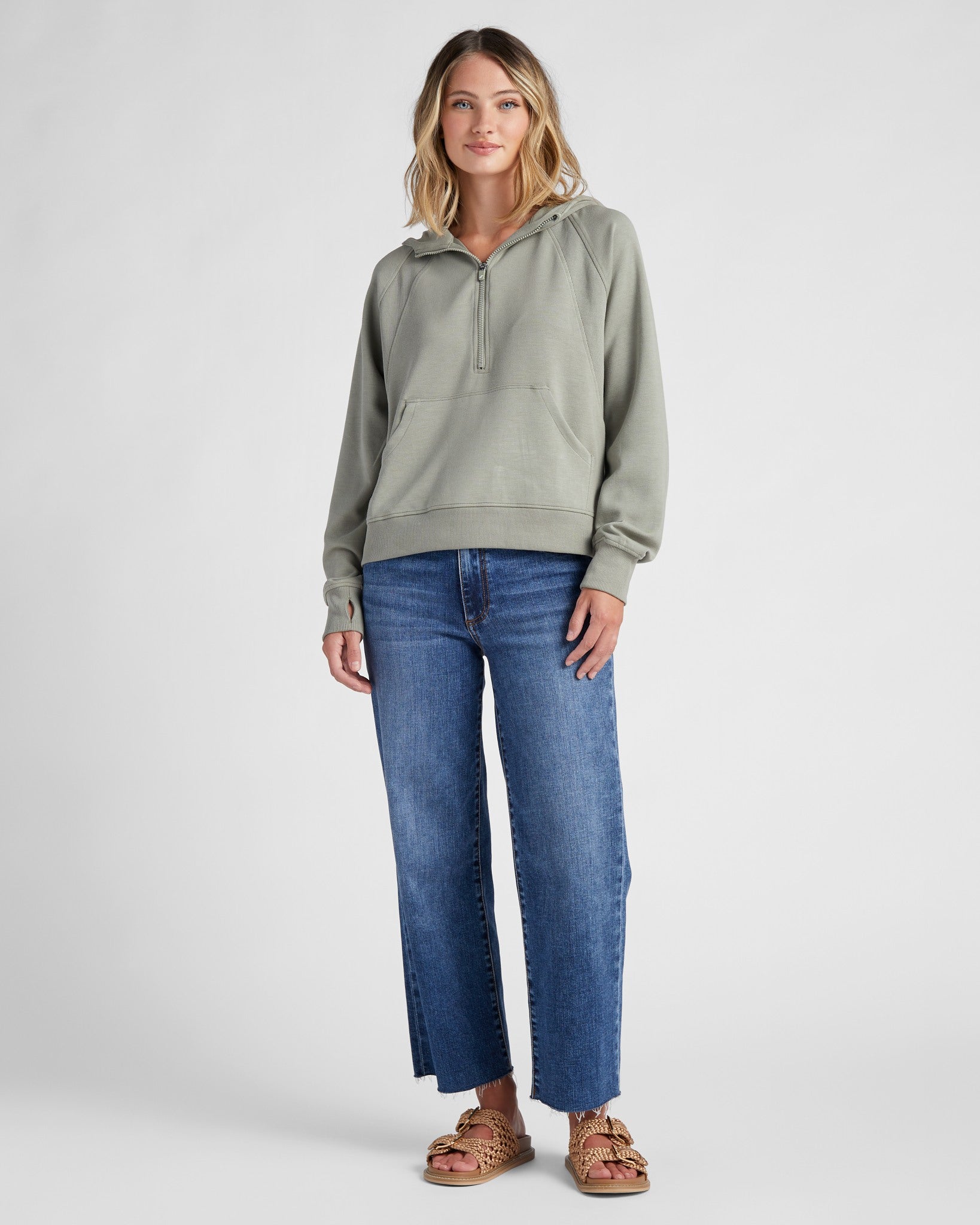 Sage Green $|& Thread & Supply Lella Hoodie - SOF Full Front