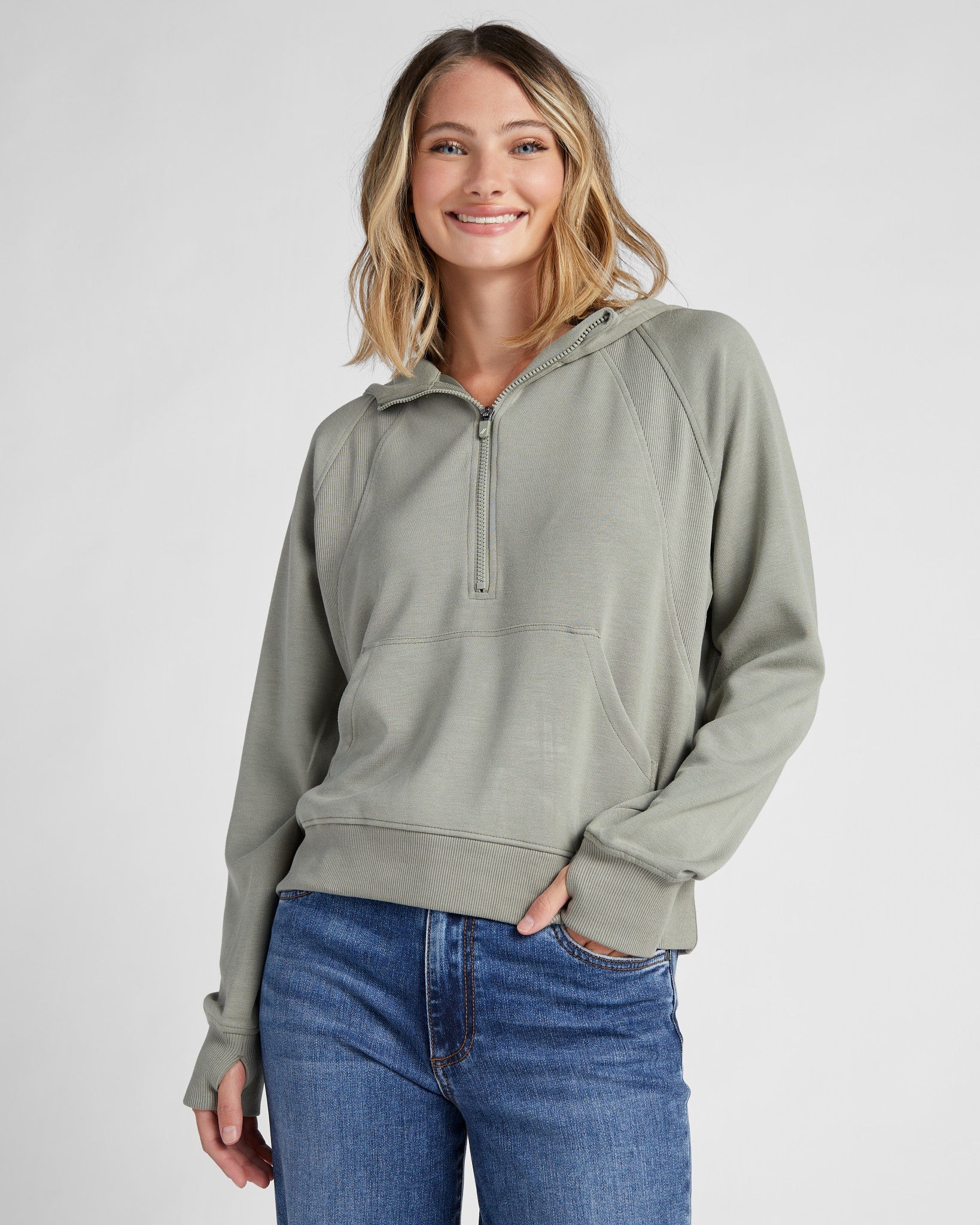 Sage Green $|& Thread & Supply Lella Hoodie - SOF Front