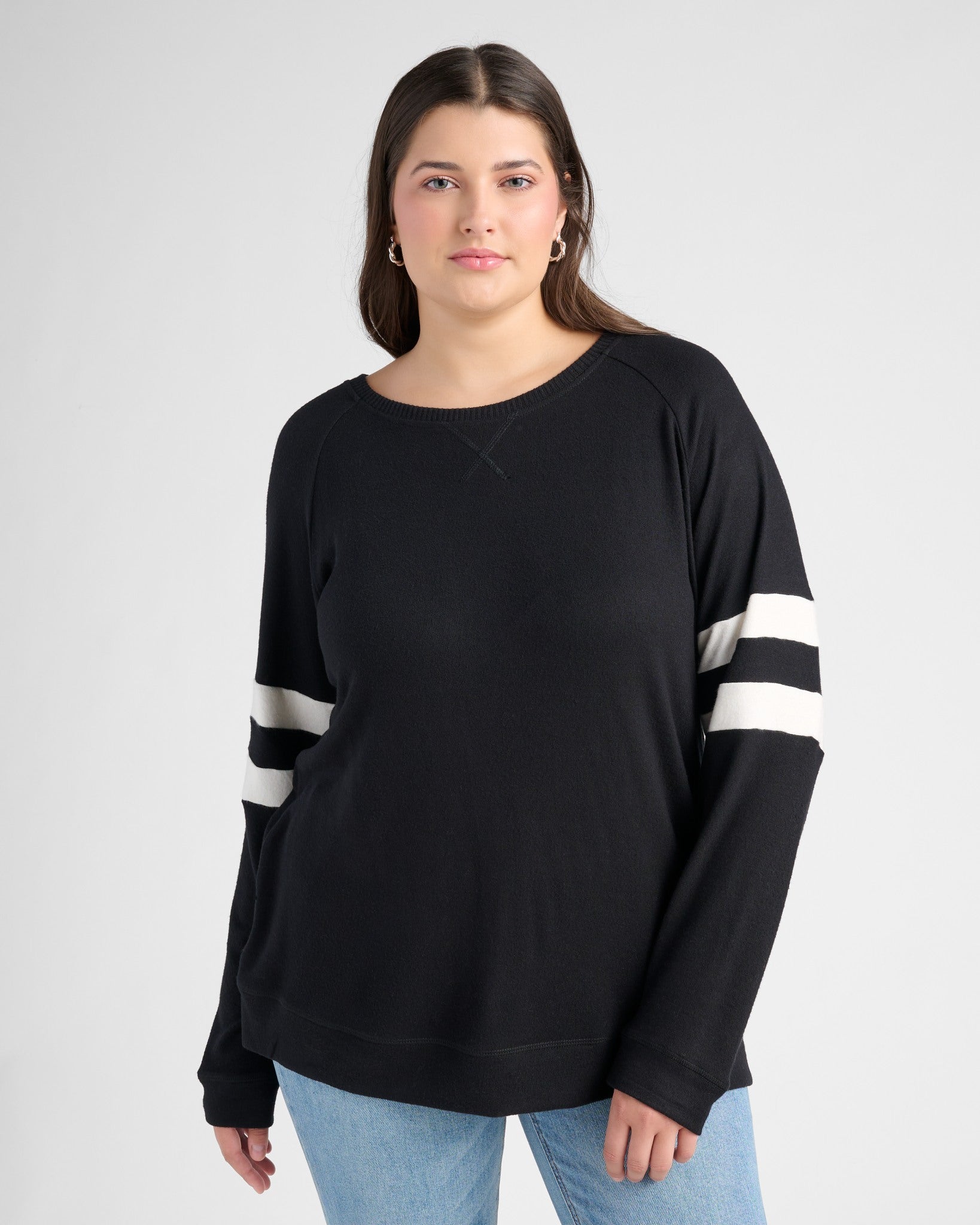 Black/Cream $|& SEAS Shoreline Varsity Cozy Top - SOF Front