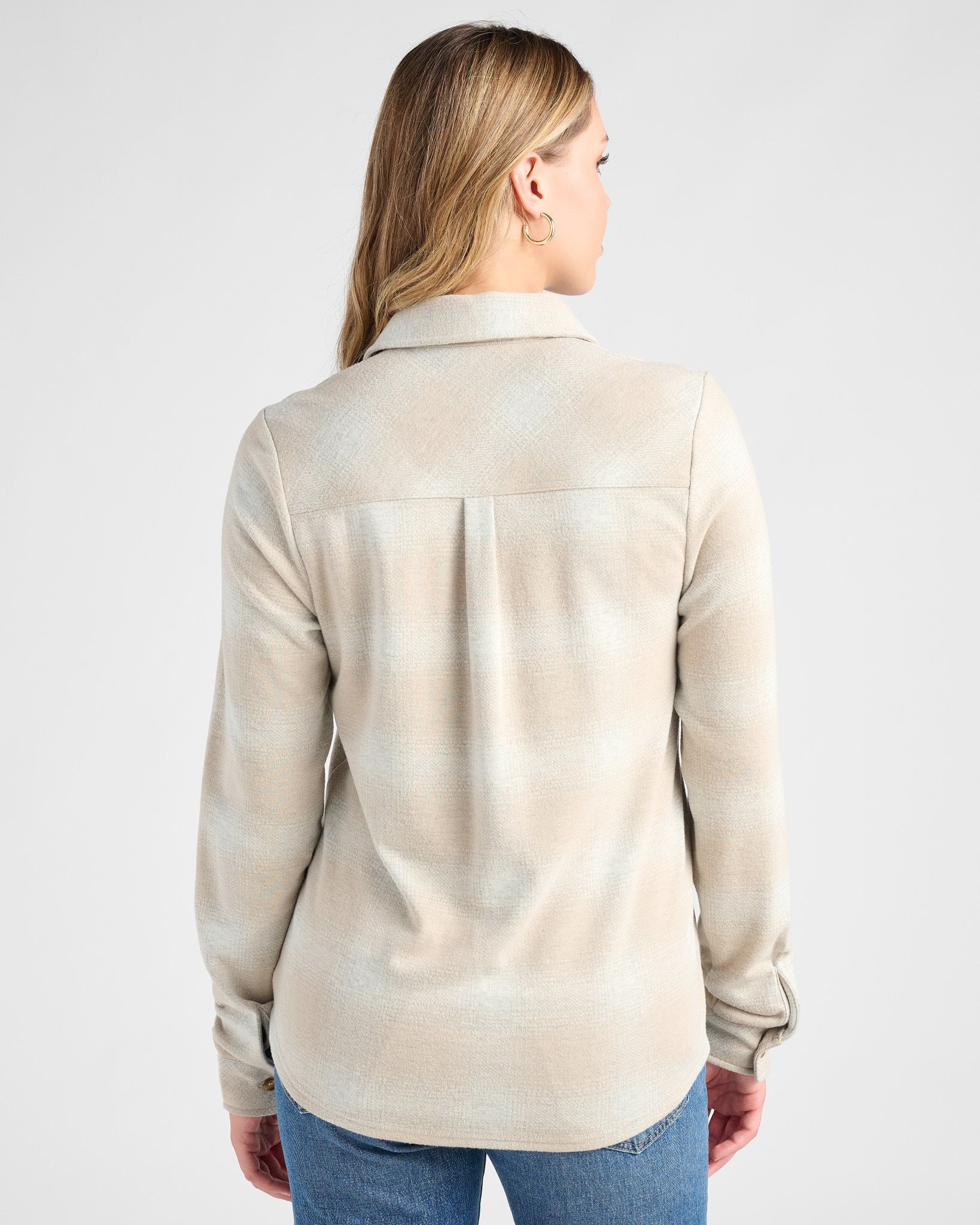 Cream Plaid $|& SEAS Coastline Button Down Plaid - SOF Back