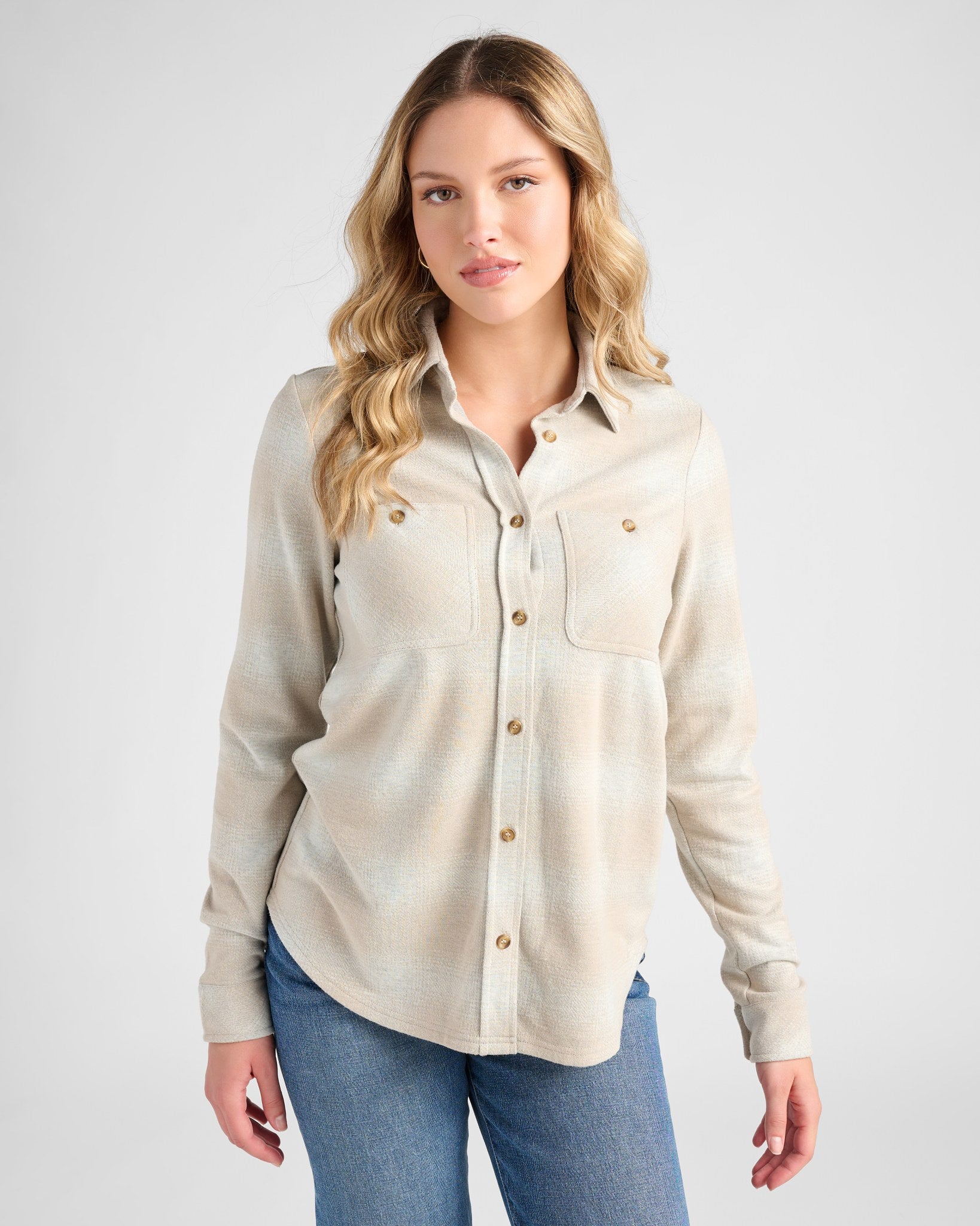 Cream Plaid $|& SEAS Coastline Button Down Plaid - SOF Front