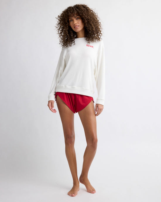 Cream $|& SEAS Shoreline Hacci "Love" Graphic Pullover - SOF Full Front