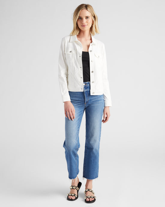 White $|& Liverpool Classic Powerflex Jean Jacket - SOF Full Front