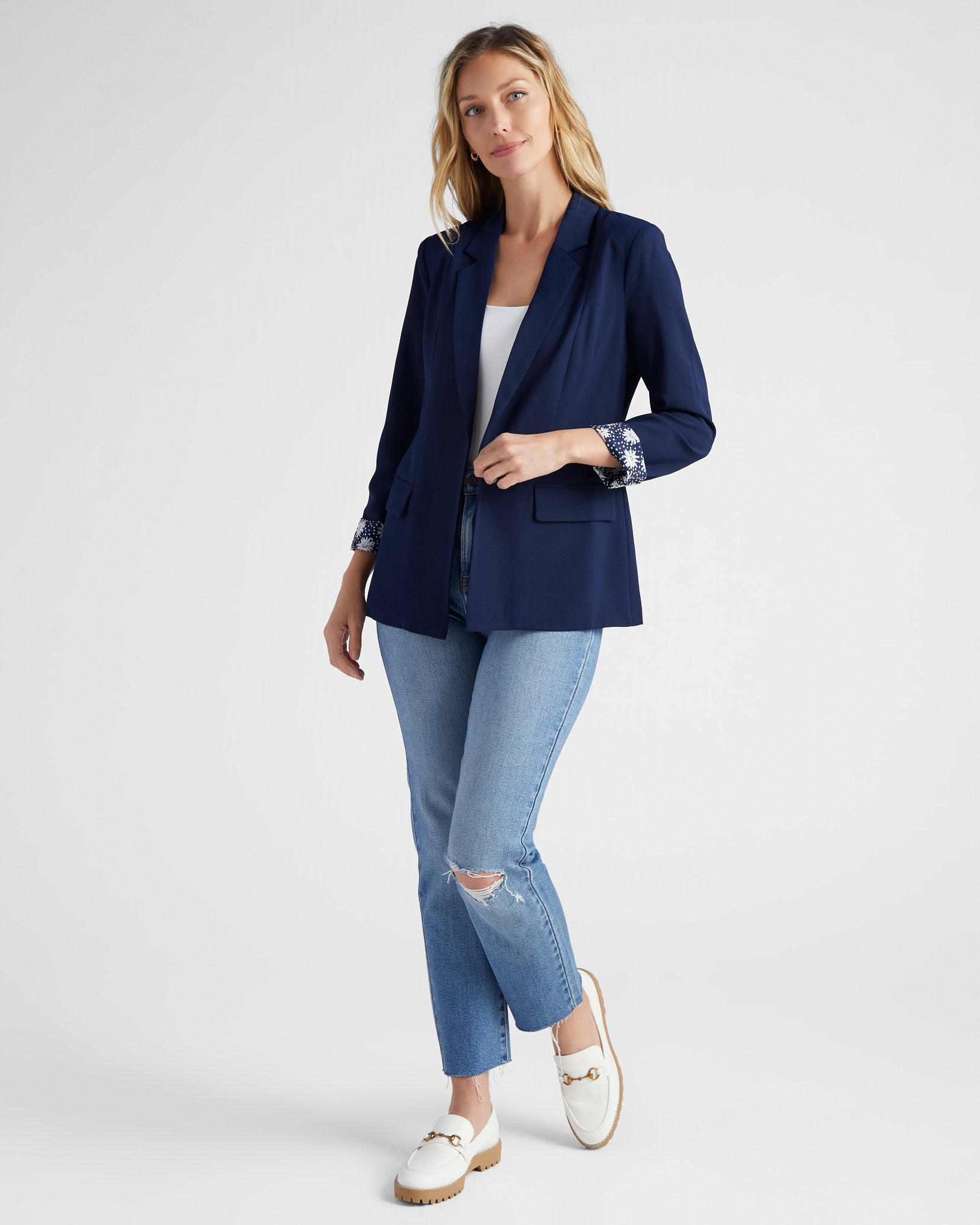 Navy $|& Skies Are Blue Boyfriend Blazer - SOF Full Front