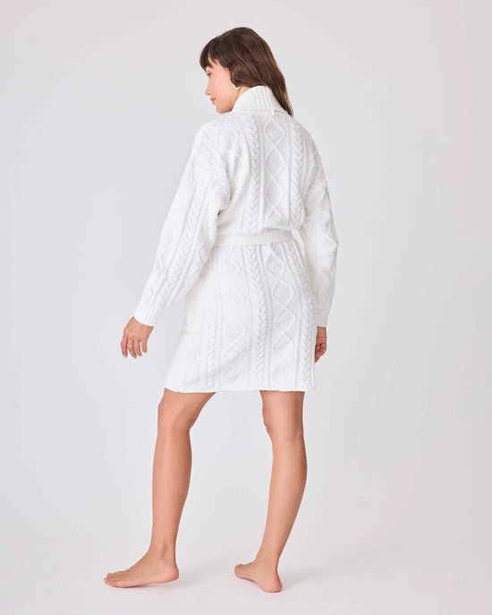 Ivory $|& PJ Salvage Cable Crew Lounge Robe - VOF Back