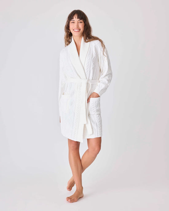 Ivory $|& PJ Salvage Cable Crew Lounge Robe - VOF Front