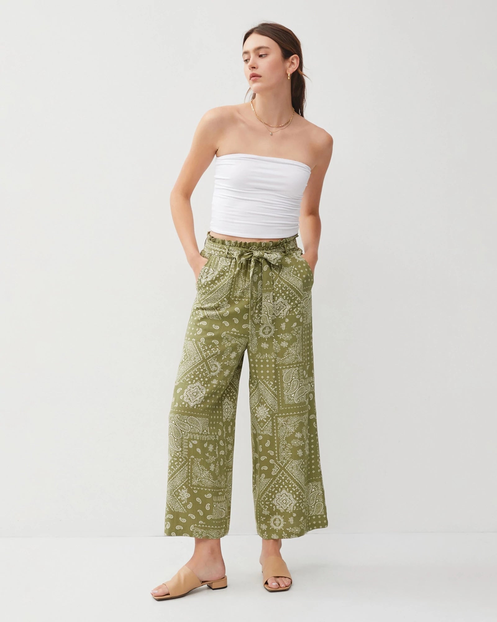 Olive Paisley $|& Be Cool Belted Pant - VOF Front