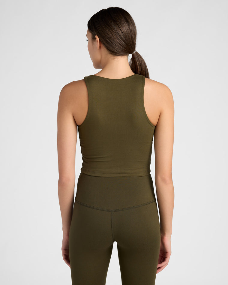 Olive $|& Interval ReCharge Longline Yoga Tank - SOF Back