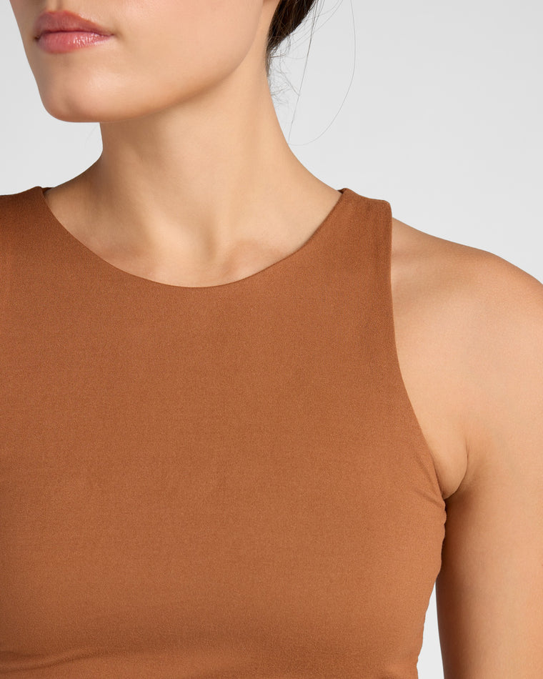 Camel $|& Interval ReCharge Longline Yoga Tank - SOF Detail