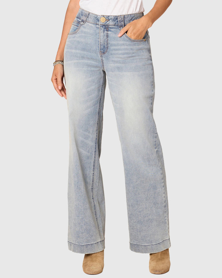 Light Blue $|& Democracy Absolution Wide Leg Jeans - VOF Front