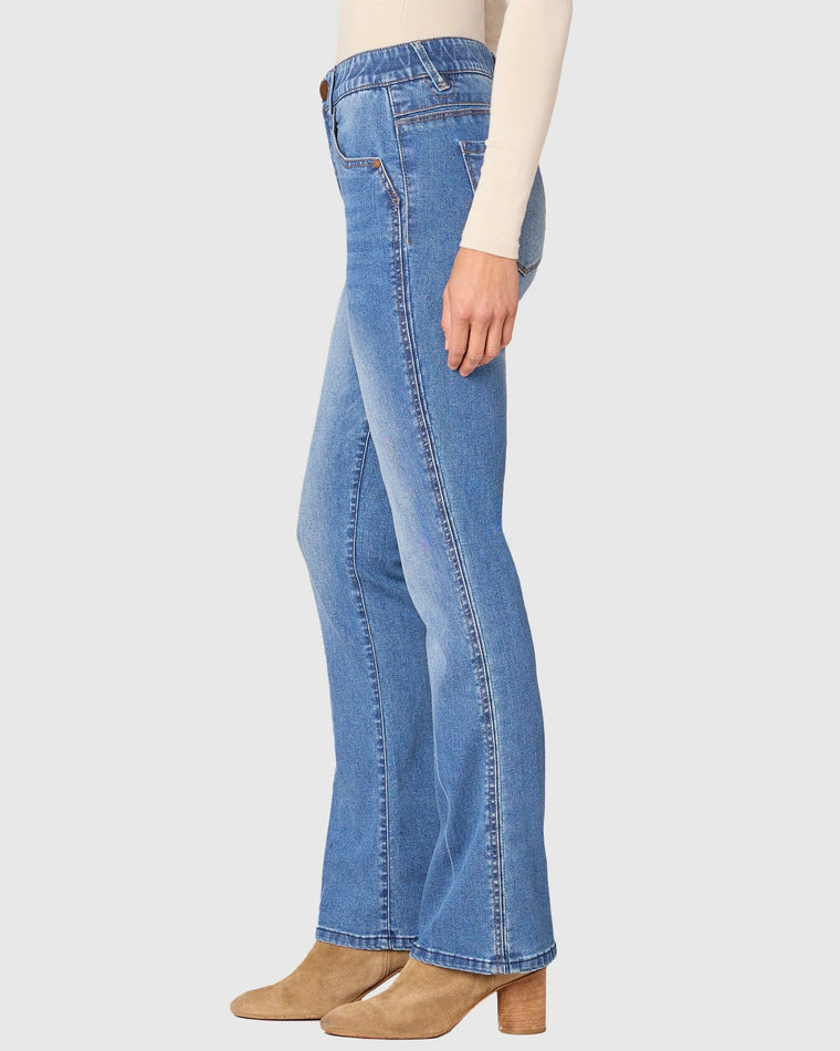 Mid Blue $|& Democracy Absolution Itty Bitty Bootcut Jeans With Side Seam - VOF Side
