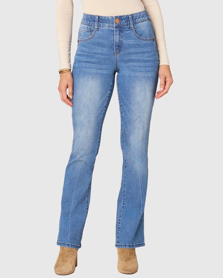 Mid Blue $|& Democracy Absolution Itty Bitty Bootcut Jeans With Side Seam - VOF Front