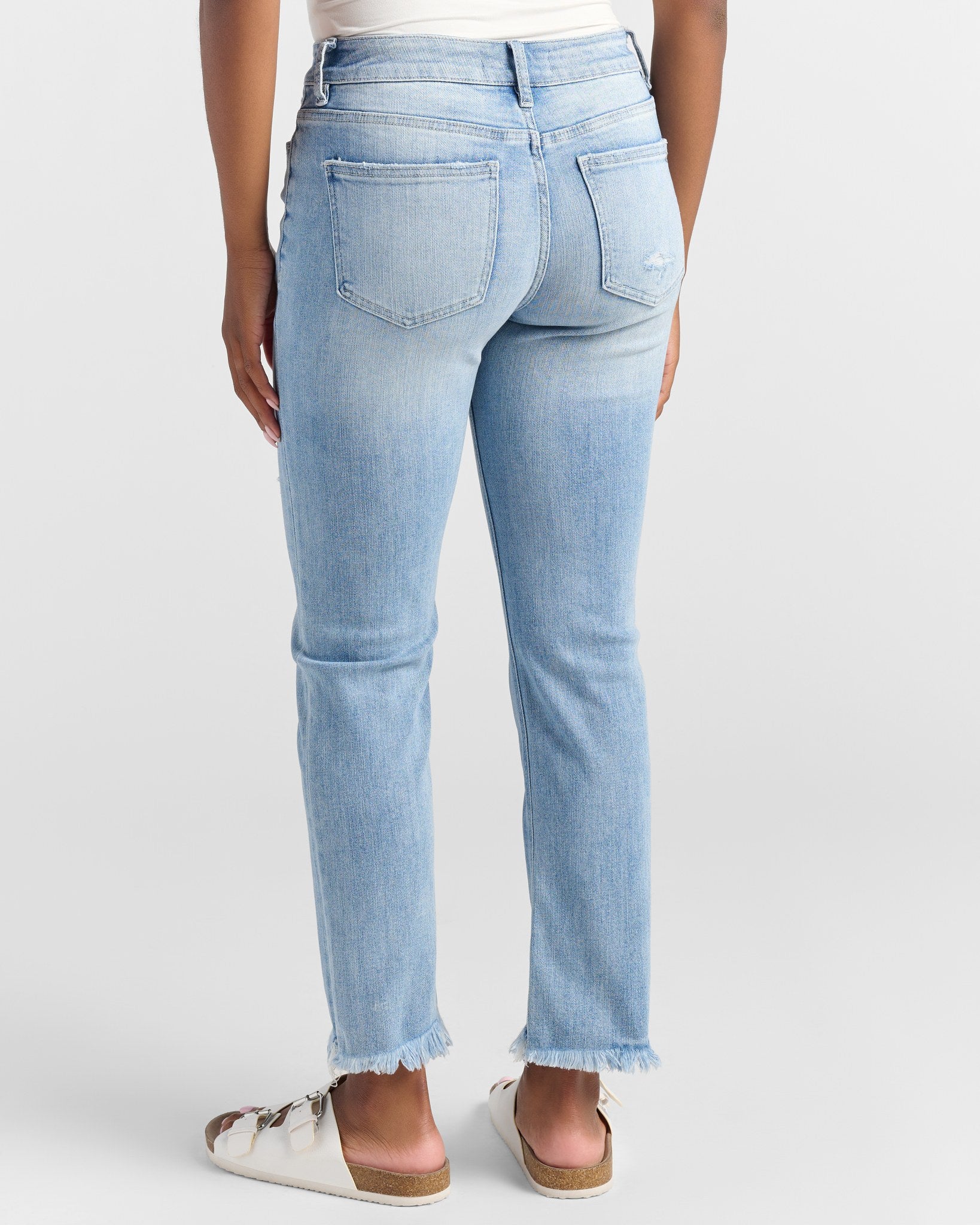 Power Blue $|& Mica Denim Mid Rise Cigarette Cropped Jeans - SOF Back