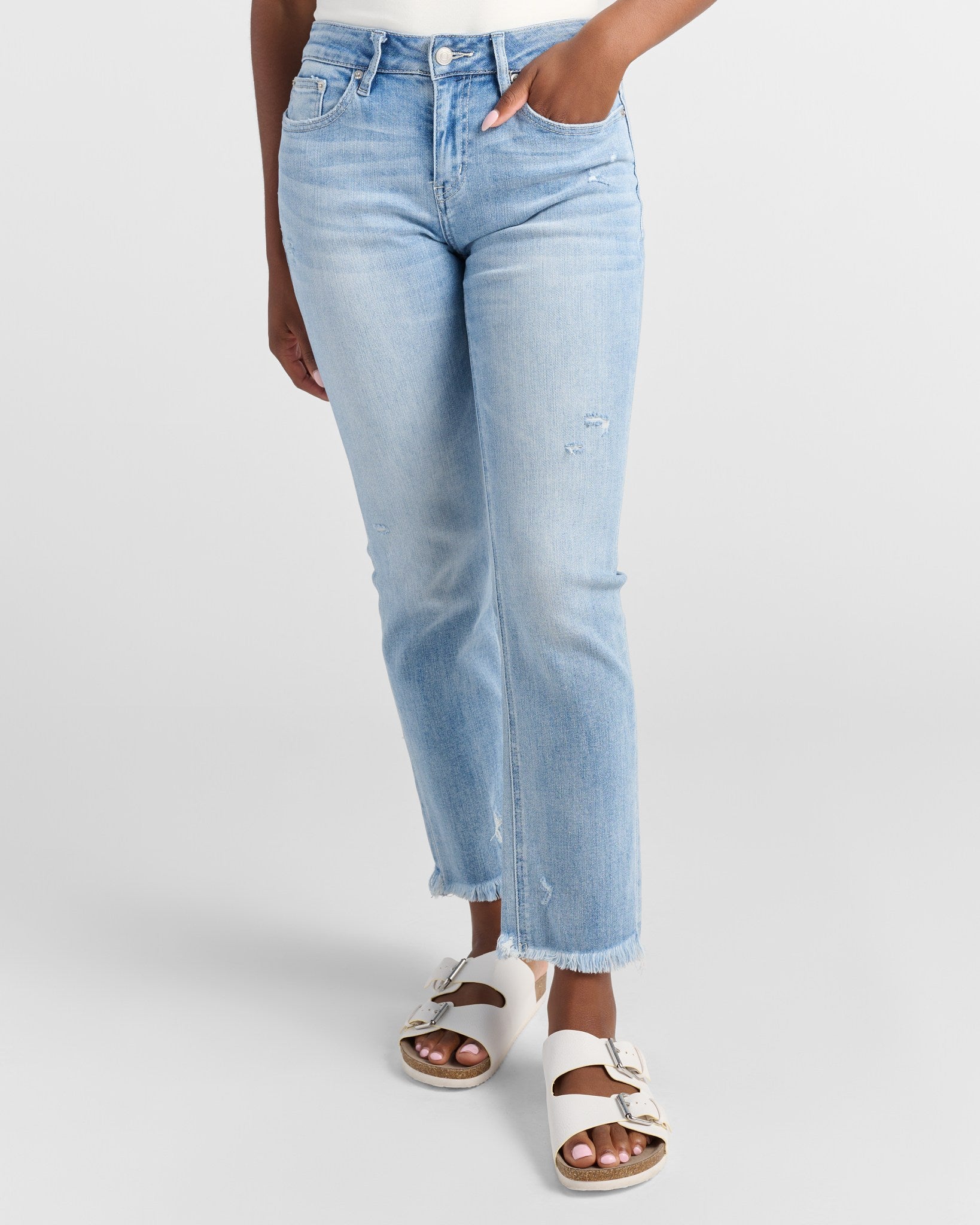 Power Blue $|& Mica Denim Mid Rise Cigarette Cropped Jeans - SOF Front