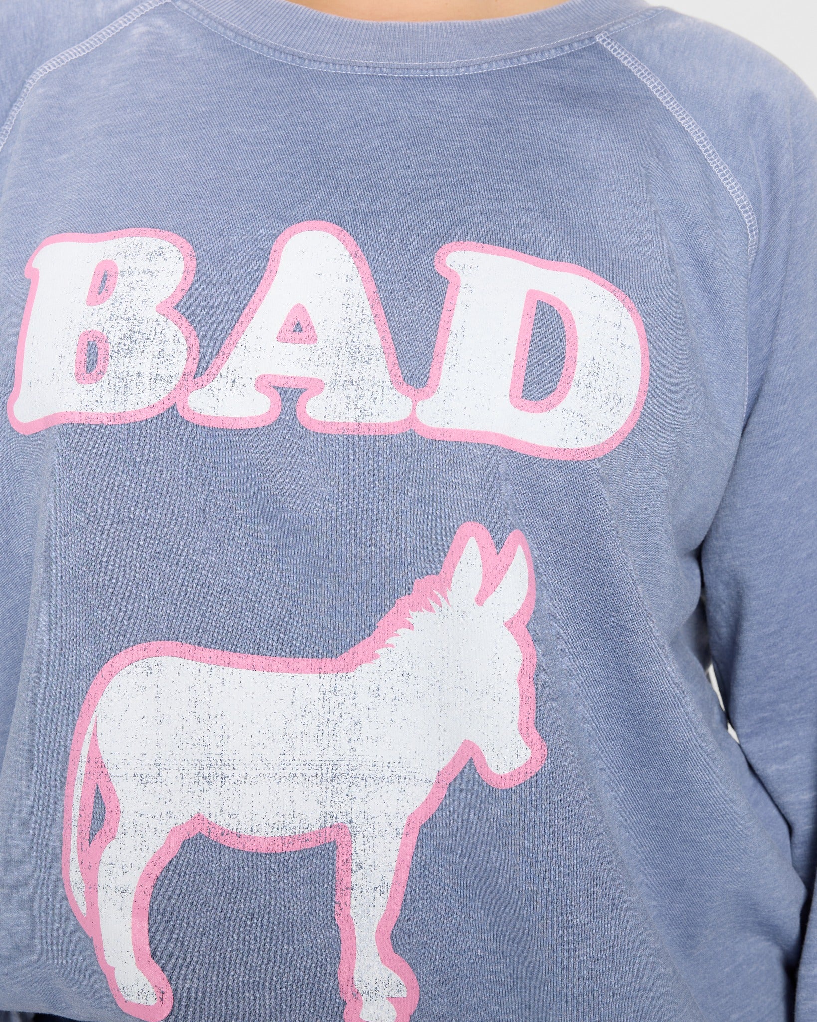 Vintage Blue $|& Recycled Karma Bad A** Long Sleeve Graphic - SOF Full Front