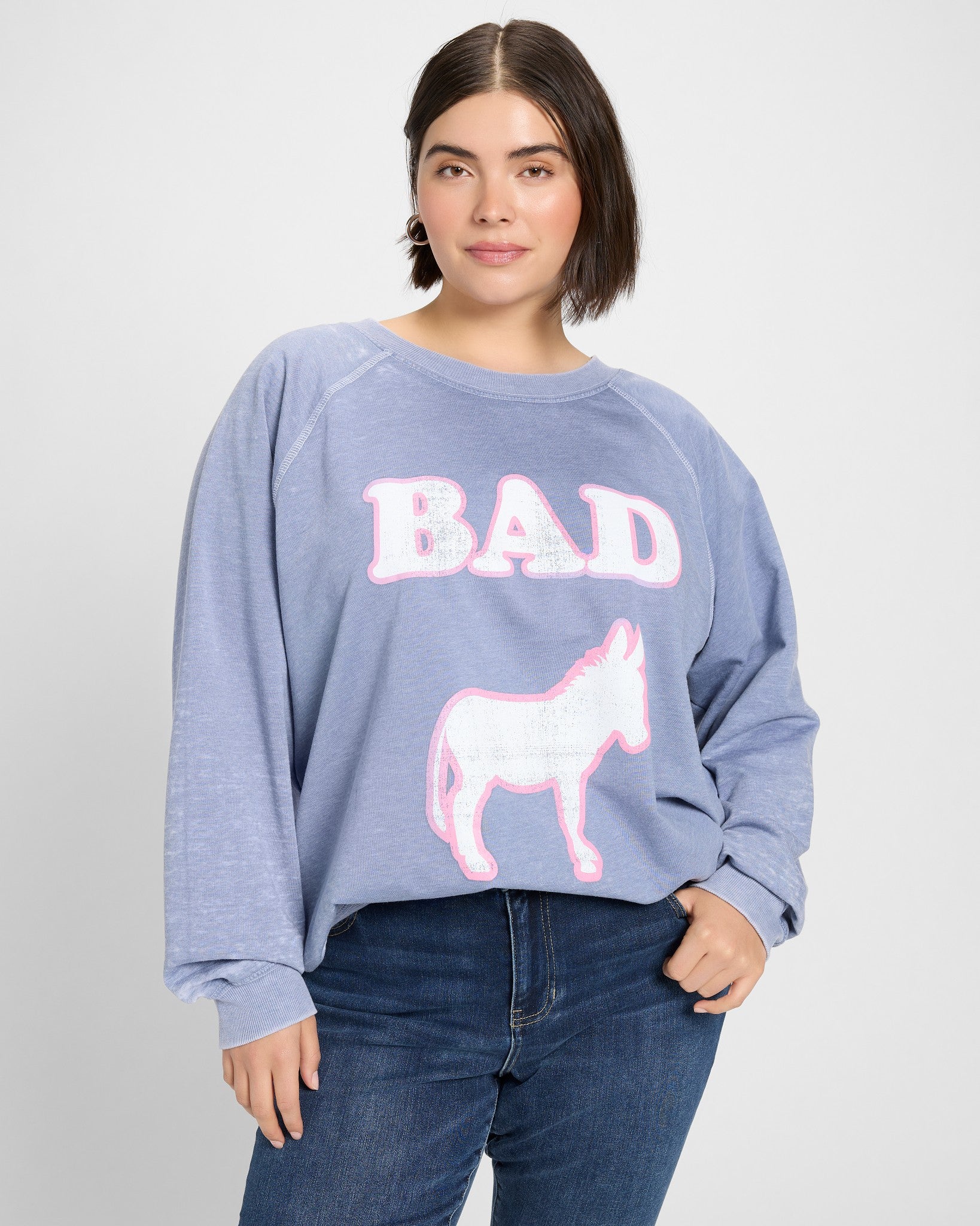 Vintage Blue $|& Recycled Karma Bad A** Long Sleeve Graphic - SOF Front