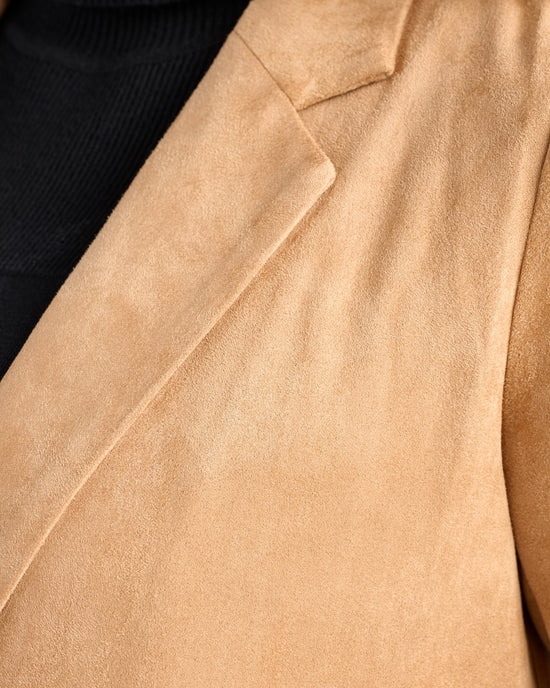 Camel $|& Skies Are Blue Faux Suede Duster - SOF Detail