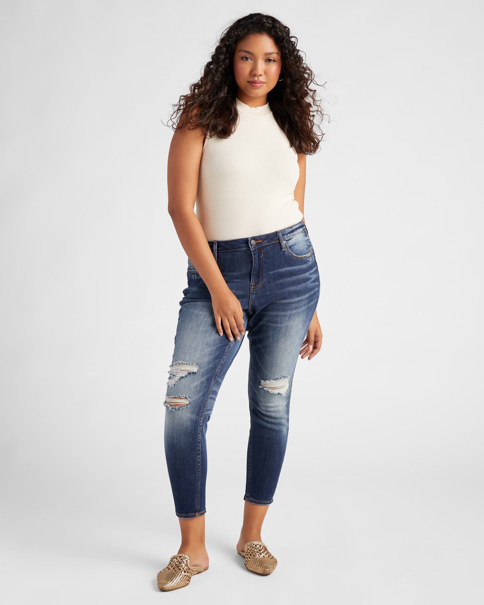 Dark Wash $|& Vigoss Marley Midrise Distressed Skinny - SOF Full Front