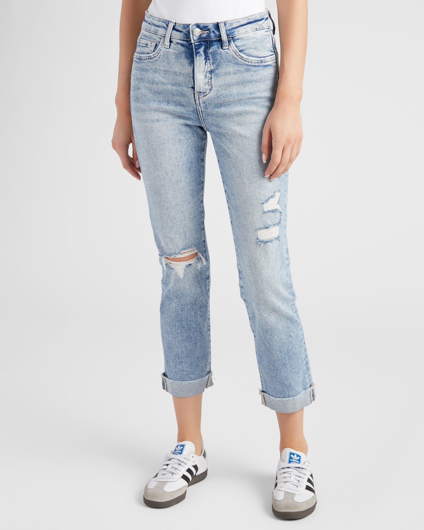 Blue Bliss $|& Lovervet Cuffed Slim Straight Jeans - SOF Front