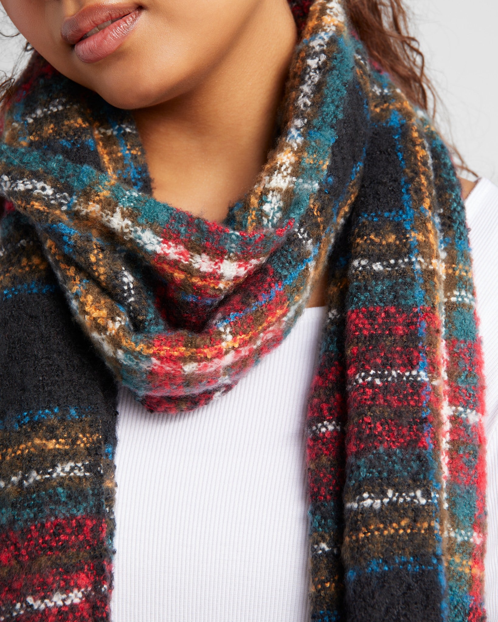 Black $|& David & Young Plaid Scarf - SOF Full Front