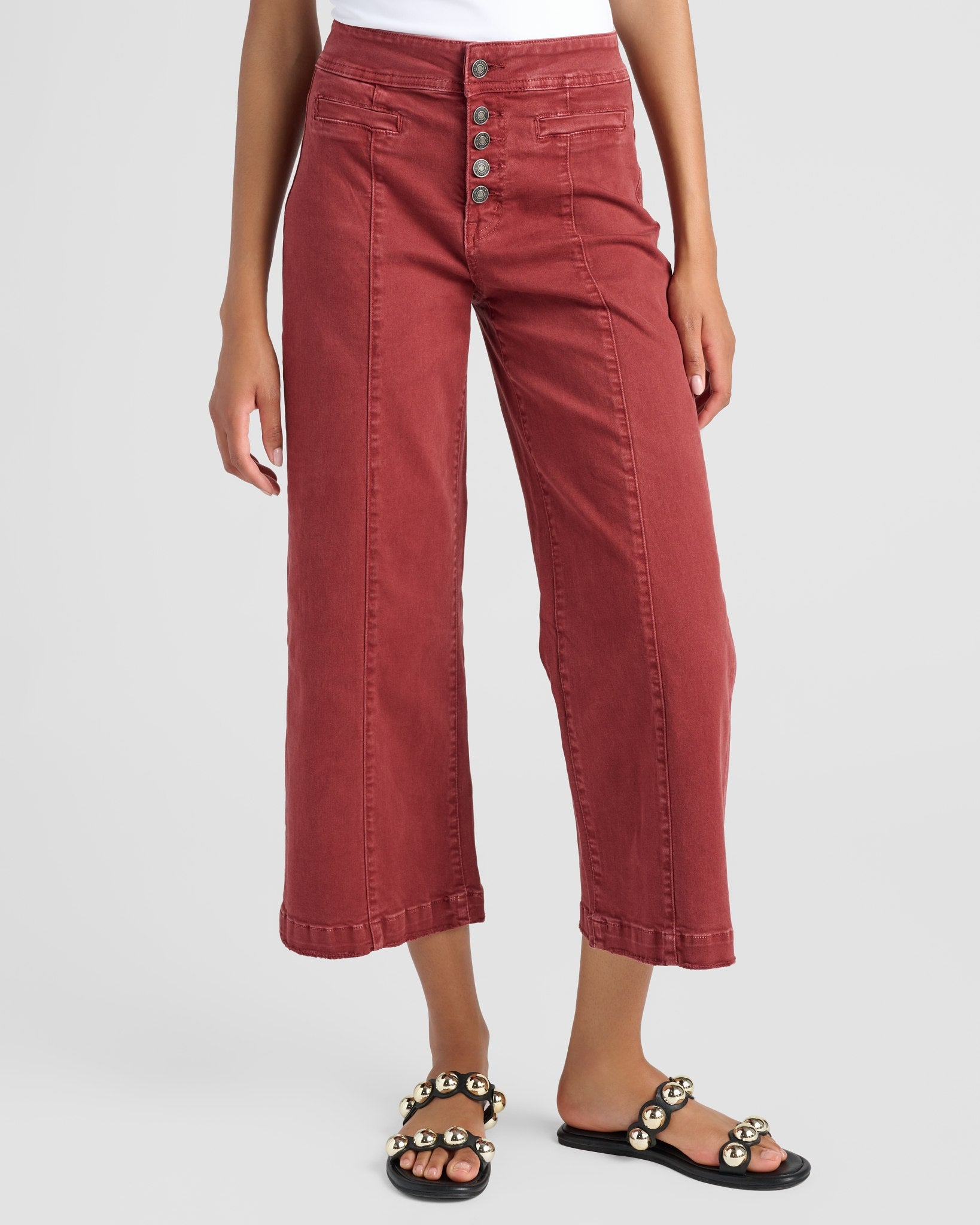 Roux $|& Mica Denim High Rise Wide Leg Cropped Pant - SOF Front
