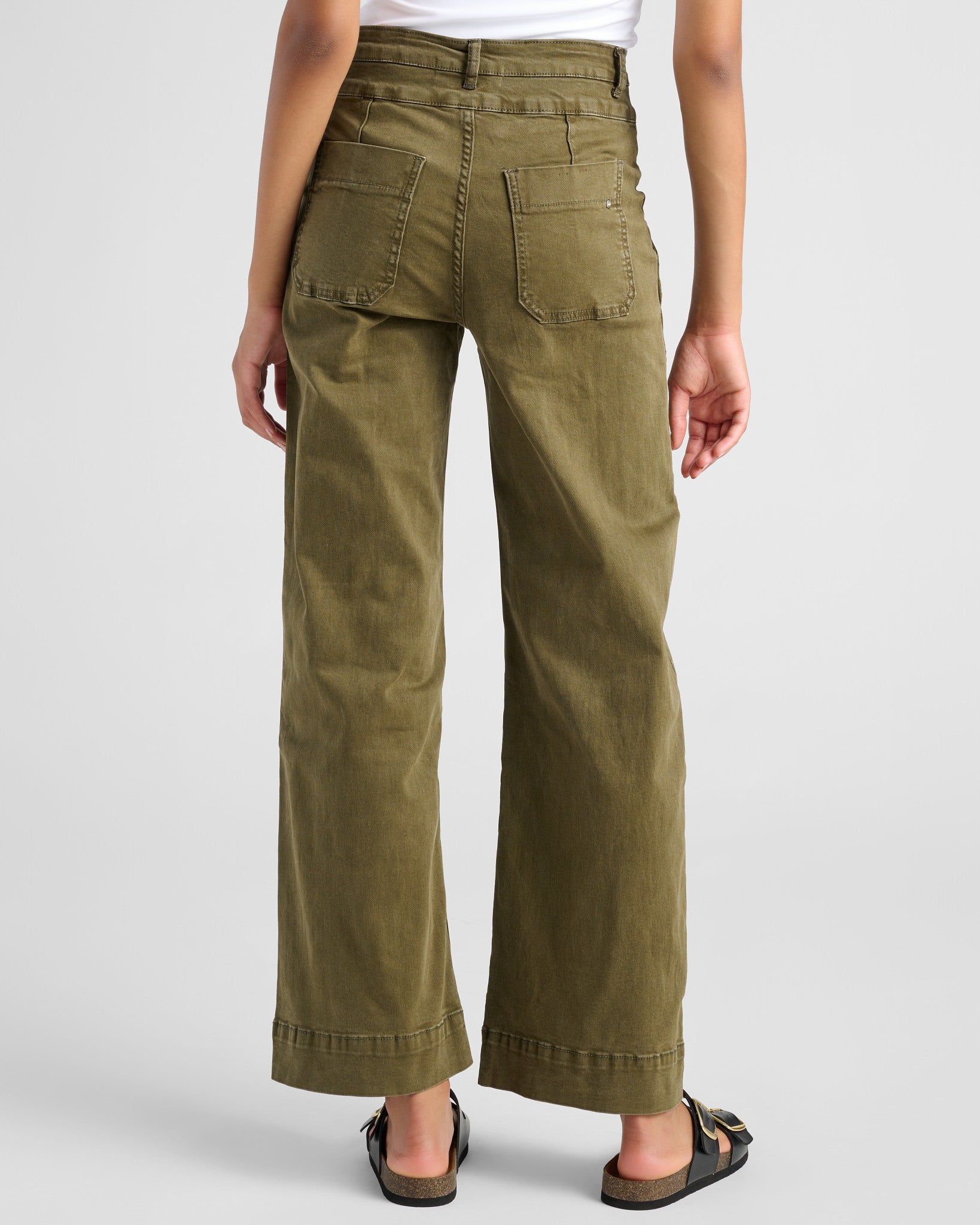 Fern Green $|& Mica Denim Super High Rise Double Waistband Wide Leg Trouser - SOF Back