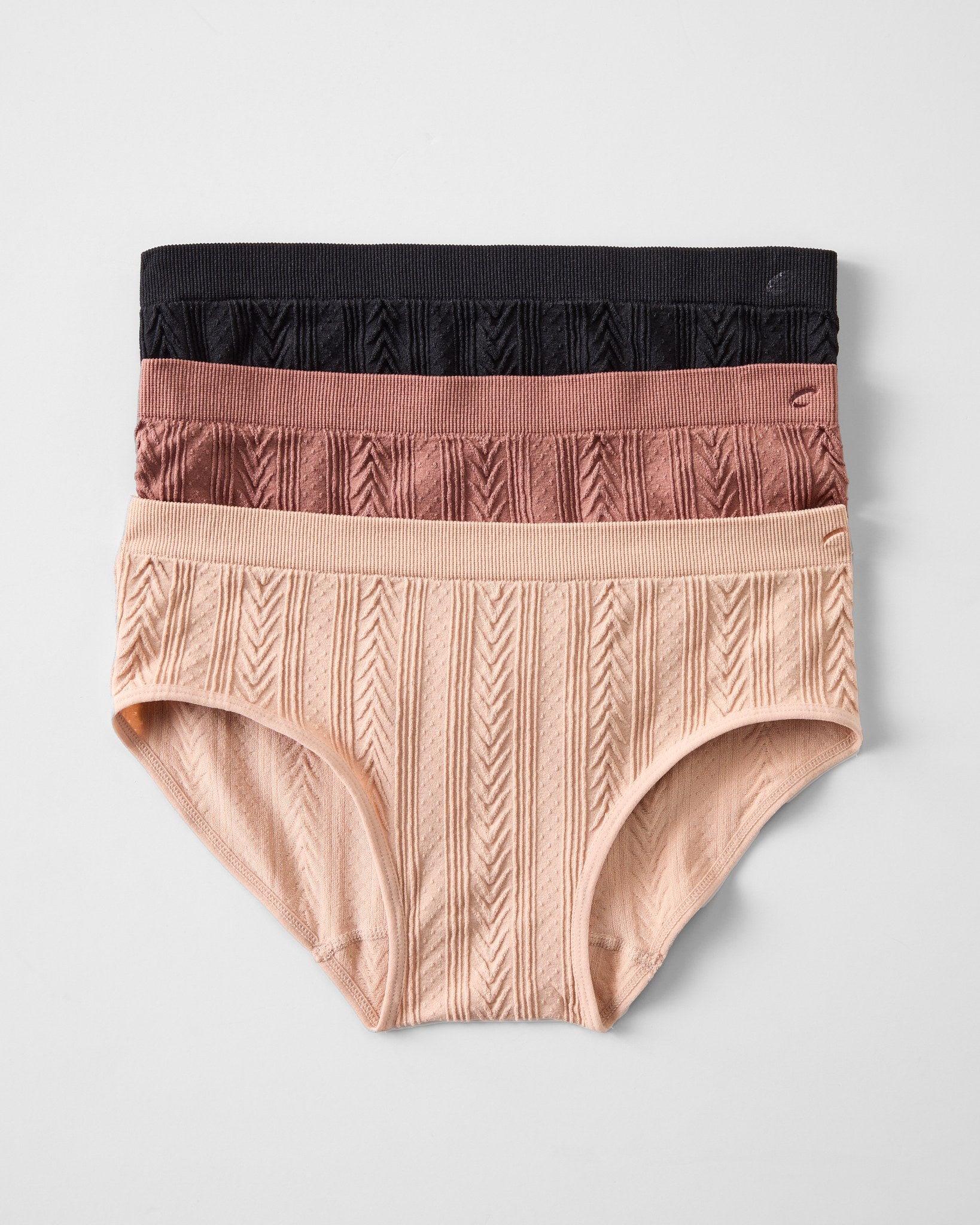 Black/Porcelain/Brown $|& Capezio Seamless Textured Hipster 3 Pack